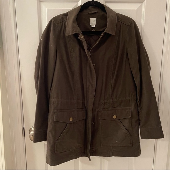 LIKE NEW! J.Jill army green lined utility jacket - Picture 3 of 14
